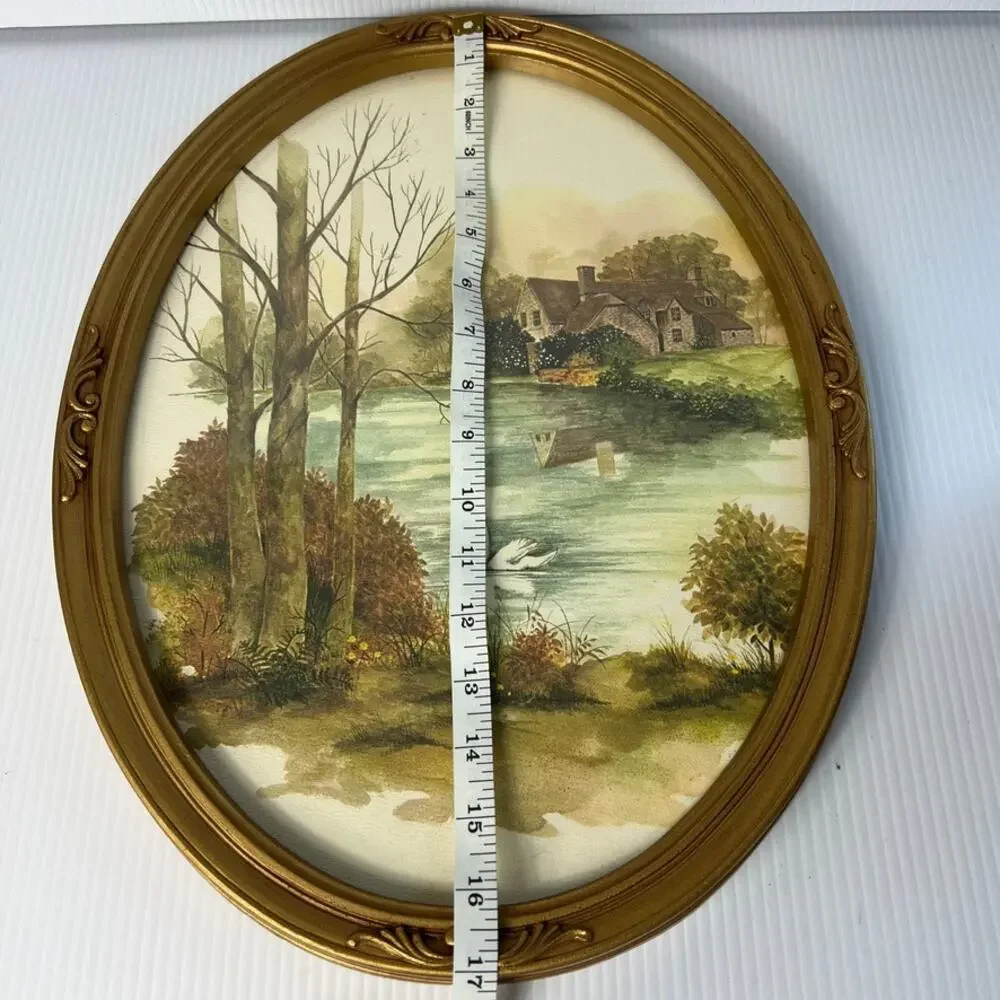 Vintage Print Plastic Baroque Frame Landscape Art English Countryside Regency